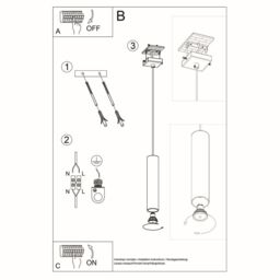 Sollux Lighting Modern Pendant Lamp 100x8x8cm 1xLight in White - Size: 100 x 8 x 8 cm - thumbnail 5
