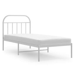 Berkfield Home Metal Bed Frame with Headboard White 90x190 cm Single - thumbnail 3