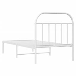 Berkfield Home Metal Bed Frame with Headboard White 90x190 cm Single - thumbnail 8