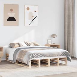 Berkfield Home Bed Frame without Mattress 120x200 cm Solid Wood Pine in Light Tan - Size: Small Double - thumbnail 2