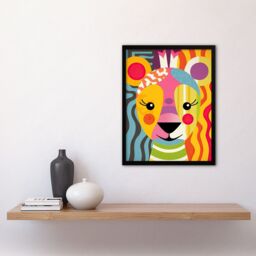 "Artery8 Wall Art Print Cute Zoo Animal Colourful Graphic Artwork Geometric Patterns & Shapes Kids Bedroom Painting Art Framed - Size: W12"" x H16""" - thumbnail 4