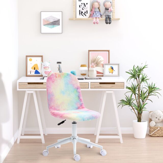 VINSETTO Fluffy Unicorn Office Chair with Swivel Wheel, Cute Desk Chair - image 1