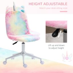VINSETTO Fluffy Unicorn Office Chair with Swivel Wheel, Cute Desk Chair - thumbnail 6