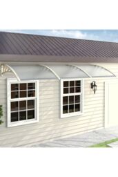 "Living and Home Window & Door Awning Canopy - UV & Weather Resistant 106""x39"" Polycarbonate Cover w/ Aluminium Brackets for Porch, Patio, Deck, White" - thumbnail 2