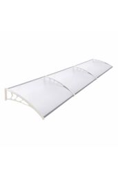 "Living and Home Window & Door Awning Canopy - UV & Weather Resistant 106""x39"" Polycarbonate Cover w/ Aluminium Brackets for Porch, Patio, Deck, White" - thumbnail 3