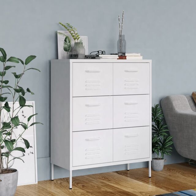 Berkfield Home Drawer Cabinet White 80x35x101.5 cm Steel - image 1