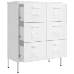 Berkfield Home Drawer Cabinet White 80x35x101.5 cm Steel - thumbnail 6
