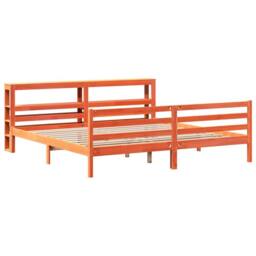 Berkfield Home Bed Frame without Mattress Wax Brown 180x200 cm Super King Solid Wood Pine - thumbnail 3