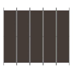 Berkfield Home 5-Panel Room Divider Brown 250x220 cm Fabric - thumbnail 3