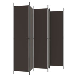 Berkfield Home 5-Panel Room Divider Brown 250x220 cm Fabric - thumbnail 5