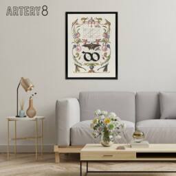 "Artery8 Ligature Guide with Butterfly Calligraphy Framed Canvas Wall Art Print in White - Size: W12"" x H16""" - thumbnail 3