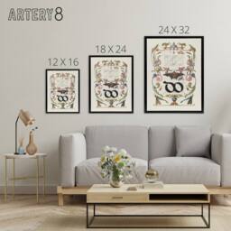 "Artery8 Ligature Guide with Butterfly Calligraphy Framed Canvas Wall Art Print in White - Size: W12"" x H16""" - thumbnail 4