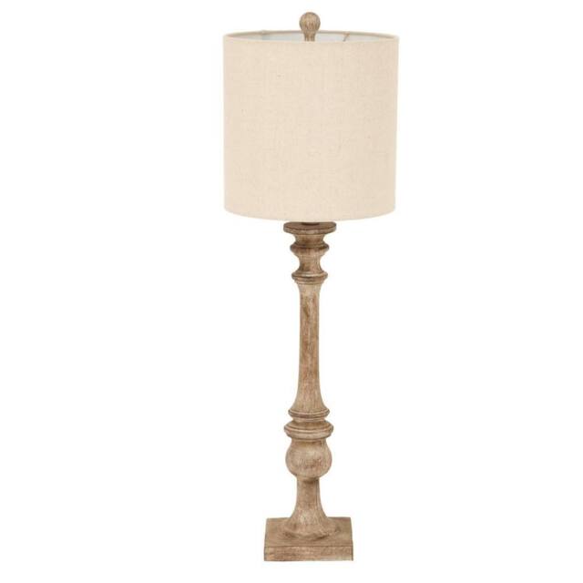 Hill Interiors Pallido Candlestick Linen Table Lamp in Brown - image 1