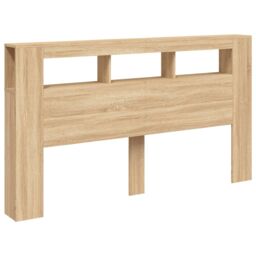 Berkfield Home LED Headboard Sonoma Oak 180x18.5x103.5 cm Engineered Wood in Brown - thumbnail 3