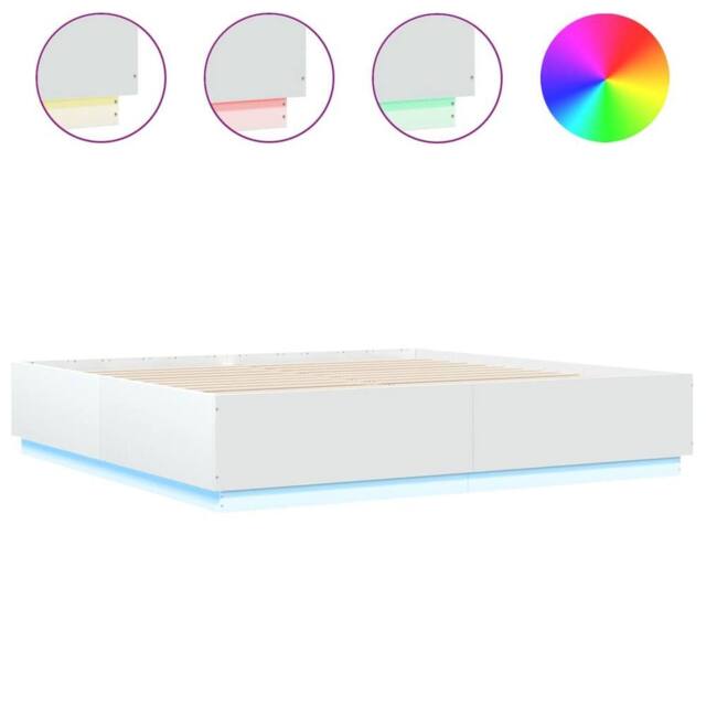 Berkfield Home Bed Frame with LED without Mattress White 200x200 cm - image 1