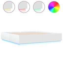 Berkfield Home Bed Frame with LED without Mattress White 200x200 cm - thumbnail 1