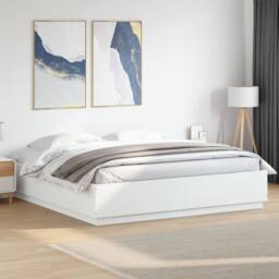 Berkfield Home Bed Frame with LED without Mattress White 200x200 cm - thumbnail 2