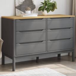 Berkfield Home Chest of Drawers FLORO Grey Solid Wood Pine - thumbnail 2