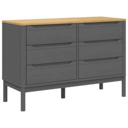 Berkfield Home Chest of Drawers FLORO Grey Solid Wood Pine - thumbnail 1