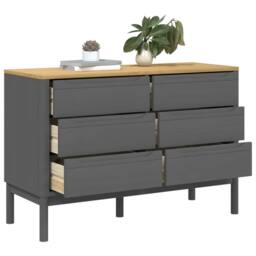 Berkfield Home Chest of Drawers FLORO Grey Solid Wood Pine - thumbnail 4