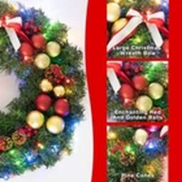Kelvenix Christmas Wreath For Front Door Garland Christmas Decor Outdoor in Green - thumbnail 3