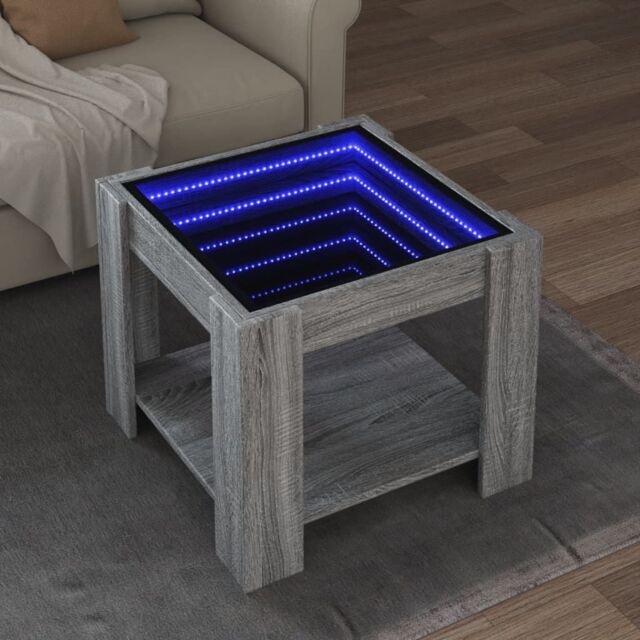 Berkfield Home Coffee Table with LED Grey Sonoma 53x53x45 cm Engineered Wood - Size: 53 x 53 x 45 cm - image 1