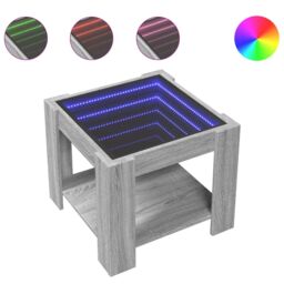 Berkfield Home Coffee Table with LED Grey Sonoma 53x53x45 cm Engineered Wood - Size: 53 x 53 x 45 cm - thumbnail 2