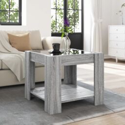 Berkfield Home Coffee Table with LED Grey Sonoma 53x53x45 cm Engineered Wood - Size: 53 x 53 x 45 cm - thumbnail 4