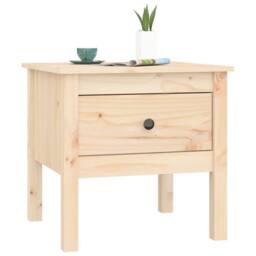 Berkfield Home Side Table 50x50x49 cm Solid Wood Pine in Light Tan - Size: 50 x 50 x 49 cm - thumbnail 4