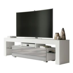 Creative Furniture TV Unit 160cm Stylish Modern - White with High Gloss Grey Doors - thumbnail 5