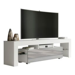 Creative Furniture TV Unit 160cm Stylish Modern - White with High Gloss Grey Doors - thumbnail 3