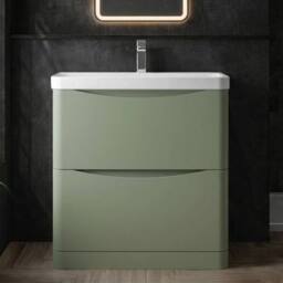 Balterley Bathroom Floor Standing 2 Drawer Vanity, Ceramic Basin, Green, 800mm in Green - thumbnail 6