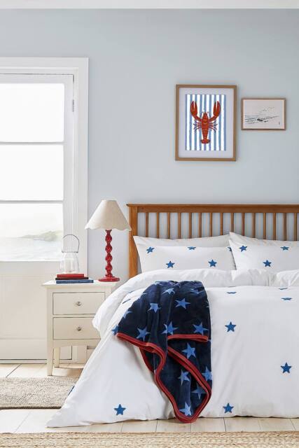 Helena Springfield 'Tufted Star Colbat Blue' Duvet Cover Set in White - Size: Single - image 1