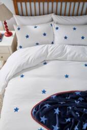 Helena Springfield 'Tufted Star Colbat Blue' Duvet Cover Set in White - Size: Single - thumbnail 4