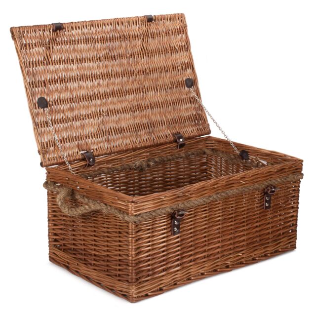 Red Hamper Wicker 60cm Double Steamed Rope Handled Trunk in Brown - image 1