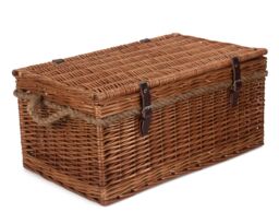 Red Hamper Wicker 60cm Double Steamed Rope Handled Trunk in Brown - thumbnail 3