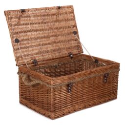 Red Hamper Wicker 60cm Double Steamed Rope Handled Trunk in Brown - thumbnail 1