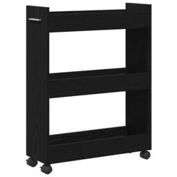 Berkfield Home Rolling Cabinet Black Oak 60x22x79 cm Engineered Wood - Size: 60 x 22 x 79 cm - thumbnail 5