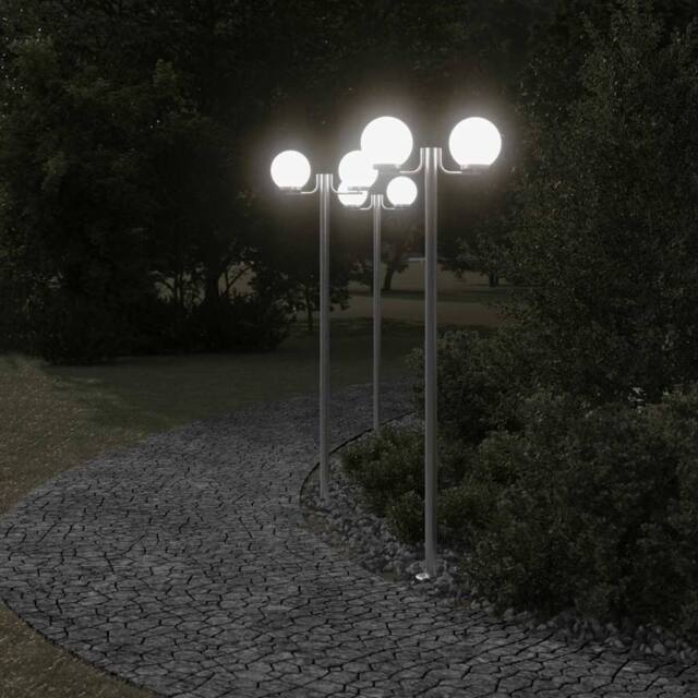 Berkfield Home Outdoor Floor Lamps 3pcs Silver 215 cm Stainless Steel - image 1