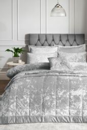 Catherine Lansfield 'Crushed Velvet' Pillowsham Pair in Silver - thumbnail 3