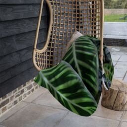 Benjamin Tate Design yellow structure in exotic jungle setting Designer Blanket in Natural - Size: 120 cm x 150 cm - thumbnail 3