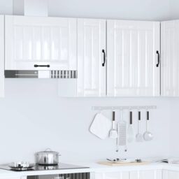 Berkfield Home Kitchen Wall Cabinet Lucca High Gloss White Engineered Wood - thumbnail 3