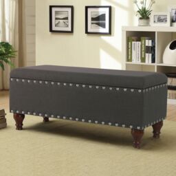 Luxury Living Chelsea Storage Ottoman Bench in Charcoal - thumbnail 3