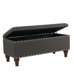 Luxury Living Chelsea Storage Ottoman Bench in Charcoal - thumbnail 2