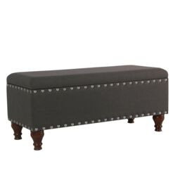 Luxury Living Chelsea Storage Ottoman Bench in Charcoal