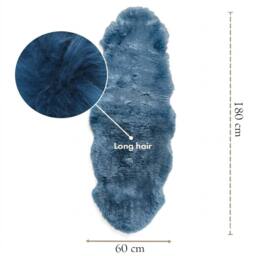 Infinity Leather Luxury Genuine Sheepskin Double Natural Fluffy Soft Real Wool Rug in Blue - Size: 180 cm x 60 cm - thumbnail 3