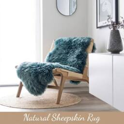 Infinity Leather Luxury Genuine Sheepskin Double Natural Fluffy Soft Real Wool Rug in Blue - Size: 180 cm x 60 cm - thumbnail 4