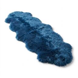 Infinity Leather Luxury Genuine Sheepskin Double Natural Fluffy Soft Real Wool Rug in Blue - Size: 180 cm x 60 cm