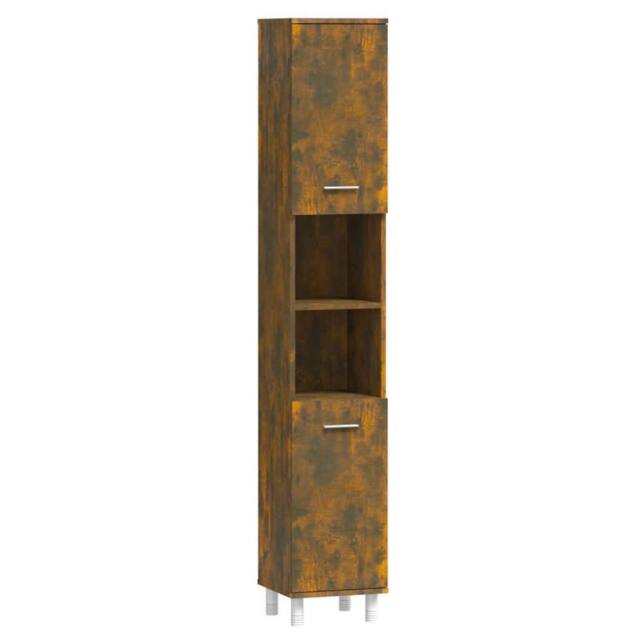 Berkfield Home Bathroom Cabinet Smoked Oak 30x30x179 cm Engineered Wood in Brown - Size: 30 x 30 x 179 cm - image 1