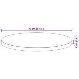 Berkfield Home Table Top Round √ò80x4 cm Solid Wood Acacia in Brown - Size: 80x4 cm - thumbnail 9